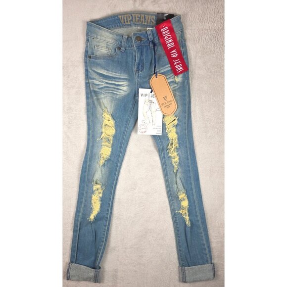 NWT VIP "Destructed Collection" Sculpting Stretch Distressed Jeans Size 00 - Picture 1 of 12